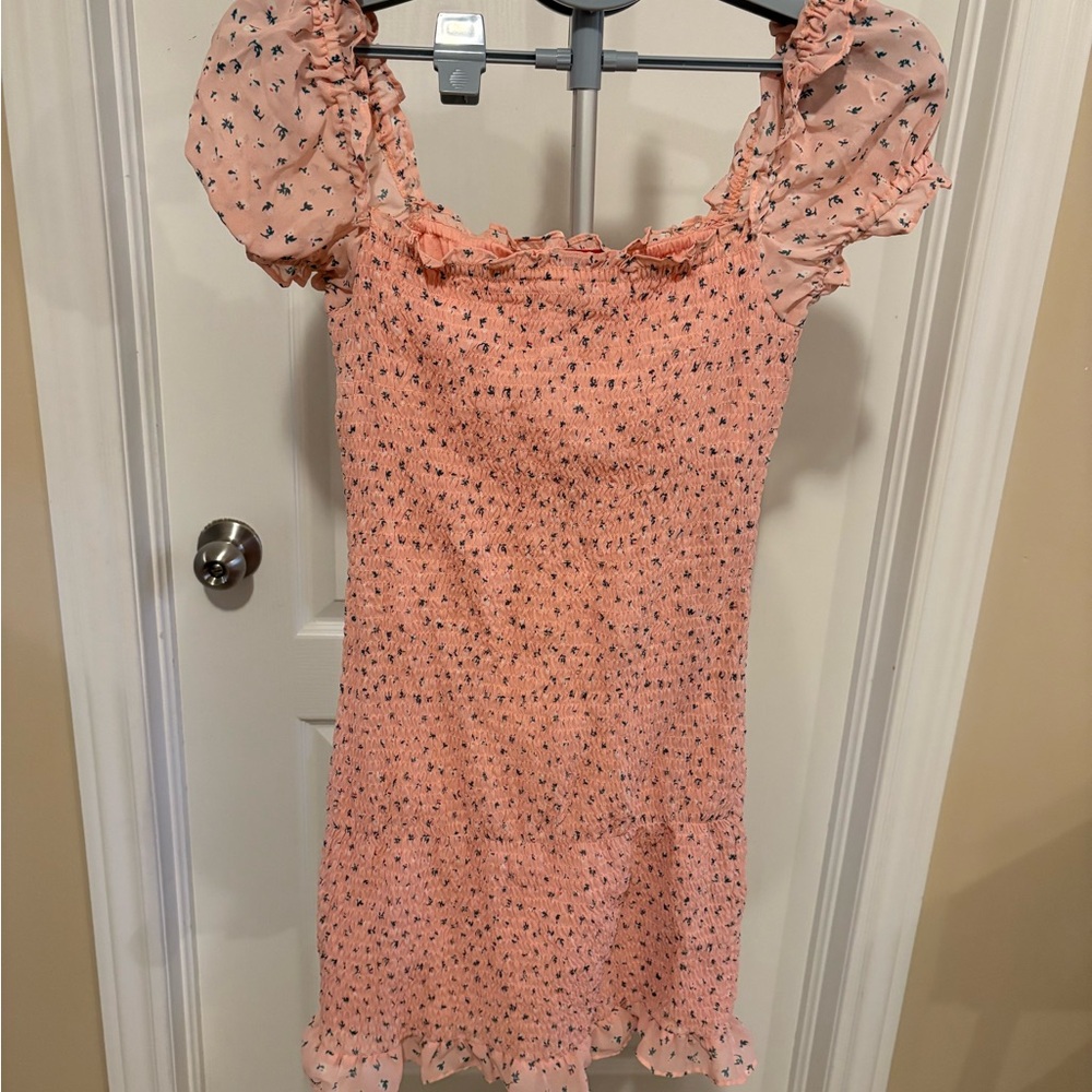 Guess pink floral mini dress large